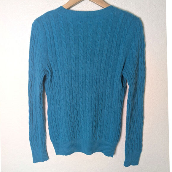 Antonio Melani 100% Cashmere Cable Knit Teal Blue Sweater Women S Preppy Soft - Picture 2 of 12